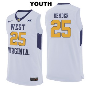 Youth West Virginia University #25 Maciej Bender White Official Jerseys 814598-947