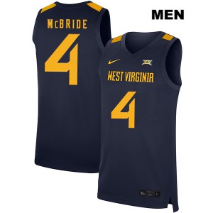 Men's West Virginia University #4 Miles McBride Navy College Jersey 127127-611