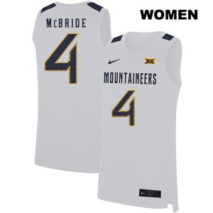 Womens West Virginia University #4 Miles McBride White College Jerseys 295667-976