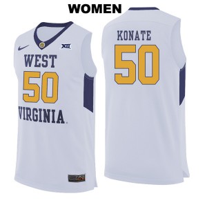 Women West Virginia Mountaineers #50 Sagaba Konate White Basketball Jersey 294321-103