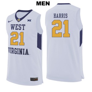 Men West Virginia #21 Wesley Harris White Stitched Jerseys 609861-943