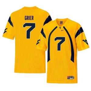 Men's WVU #7 Will Grier Yellow Retro Stitched Jersey 870661-358