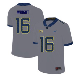 Mens West Virginia Mountaineers #16 Winston Wright Gray 2019 Embroidery Jersey 400353-681