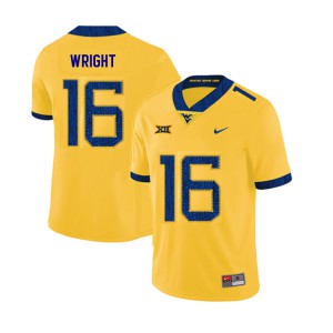 Mens West Virginia #16 Winston Wright Yellow 2019 Stitched Jerseys 287182-888