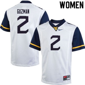 Women WVU #2 Noah Guzman White 2020 NCAA Jersey 249361-724