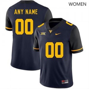 Womens West Virginia #00 Custom Navy Stitched Jersey 864117-253
