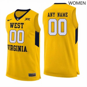 Women's West Virginia Mountaineers #00 Custom Yellow University Jerseys 146829-576
