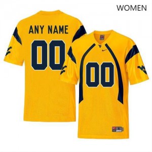 Women's West Virginia Mountaineers #00 Custom Yellow Retro NCAA Jersey 847273-992