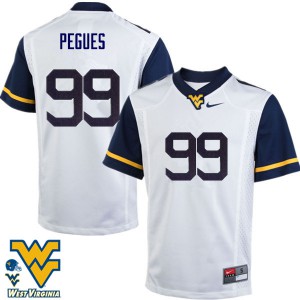 Men West Virginia University #99 Xavier Pegues White Stitched Jerseys 962102-485
