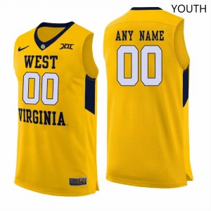 Youth West Virginia Mountaineers #00 Custom Yellow Stitched Jersey 268454-977