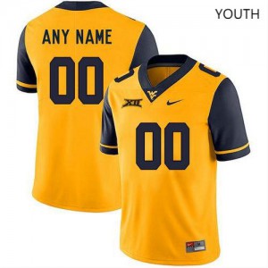 Youth WVU #00 Custom Yellow Stitched Jersey 814338-421
