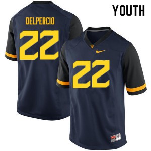 Youth WVU #22 Anthony Delpercio Navy NCAA Jerseys 277696-735