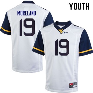 Youth West Virginia #19 Barry Moreland White NCAA Jerseys 416015-899