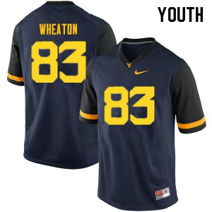 Youth WVU #83 Bryce Wheaton Navy Stitch Jerseys 227061-388