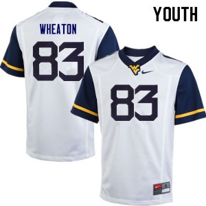 Youth West Virginia Mountaineers #83 Bryce Wheaton White Stitch Jerseys 116332-534