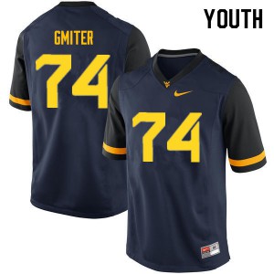 Youth West Virginia Mountaineers #74 James Gmiter Navy Stitched Jerseys 404369-158