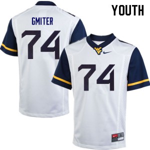 Youth West Virginia #74 James Gmiter White Stitch Jerseys 787746-505