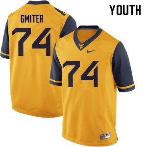 Youth WVU #74 James Gmiter Yellow NCAA Jerseys 351444-178