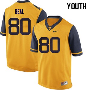Youth West Virginia University #80 Jesse Beal Yellow NCAA Jersey 103913-124