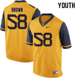 Youth West Virginia Mountaineers #58 Joe Brown Yellow College Jersey 499590-387