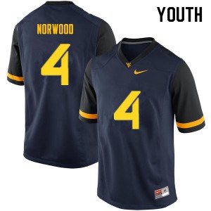 Youth WVU #4 Josh Norwood Navy High School Jersey 377570-618