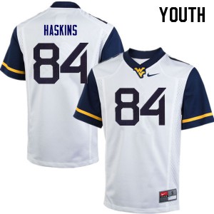 Youth West Virginia University #84 Jovani Haskins White NCAA Jerseys 646472-221