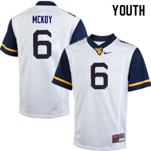 Youth West Virginia University #6 Kennedy McKoy White University Jersey 360385-644