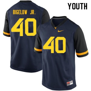 Youth West Virginia #40 Kenny Bigelow Jr. Navy Embroidery Jersey 738263-674