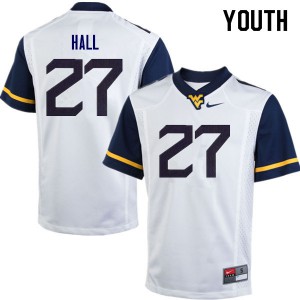 Youth West Virginia University #27 Kwincy Hall White Player Jersey 499776-217