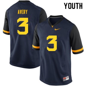Youth WVU #3 Toyous Avery Navy Stitch Jerseys 809428-827