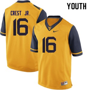 Youth West Virginia University #16 William Crest Jr. Yellow Stitched Jerseys 740724-528