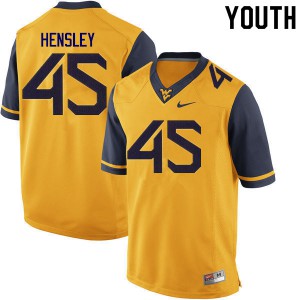 Youth West Virginia Mountaineers #45 Adam Hensley Gold Stitched Jersey 164853-514