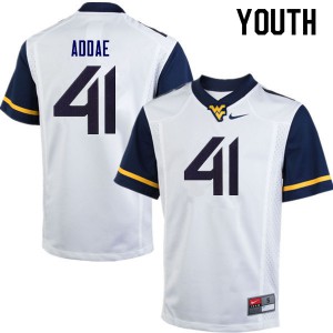 Youth West Virginia #41 Alonzo Addae White Stitched Jersey 910039-671