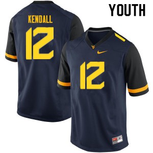 Youth West Virginia Mountaineers #12 Austin Kendall Navy Official Jerseys 952687-621