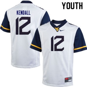 Youth West Virginia Mountaineers #12 Austin Kendall White Stitched Jersey 269372-826