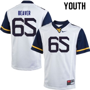 Youth WVU #65 Donavan Beaver White NCAA Jerseys 135218-528