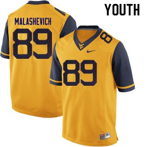 Youth WVU #89 Graeson Malashevich Gold Stitch Jerseys 214559-768