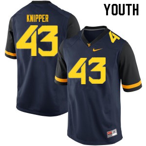 Youth WVU #43 Jackson Knipper Navy Embroidery Jerseys 977787-121