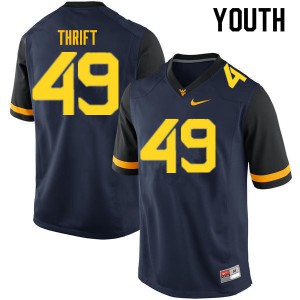 Youth West Virginia Mountaineers #49 Jayvon Thrift Navy Embroidery Jersey 597239-879