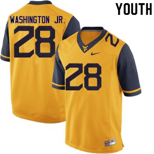 Youth West Virginia Mountaineers #28 Keith Washington Jr. Gold Stitched Jerseys 504346-626