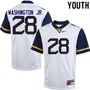 Youth WVU #28 Keith Washington Jr. White Embroidery Jerseys 944990-620