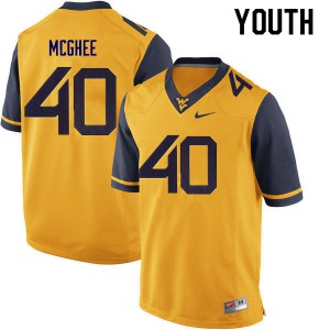 Youth West Virginia Mountaineers #40 Kolton McGhee Gold Embroidery Jersey 479281-135