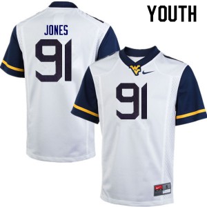 Youth West Virginia University #91 Reuben Jones White Football Jersey 244450-610