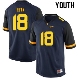 Youth WVU #18 Sean Ryan Navy Stitched Jersey 571455-626