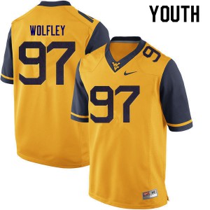 Youth West Virginia Mountaineers #97 Stone Wolfley Gold High School Jersey 640549-519