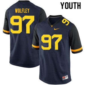 Youth West Virginia University #97 Stone Wolfley Navy College Jerseys 406672-730