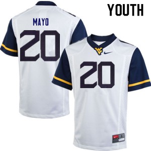 Youth West Virginia University #20 Tae Mayo White Football Jersey 808700-586