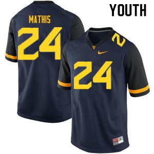 Youth West Virginia University #24 Tony Mathis Navy Stitch Jersey 612448-574