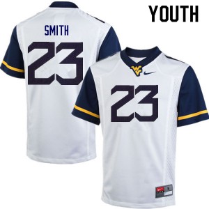Youth West Virginia #23 Tykee Smith White Stitched Jersey 128935-377