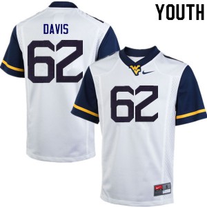 Youth West Virginia #62 Zach Davis White Stitch Jerseys 114000-651